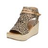 Keilsandalette BLOWFISH "Blowfish Sandalen Lederimitat/Textil", Damen, Gr. 40, braun (leopard), Lederimitat, Textil, casual, Schuhe