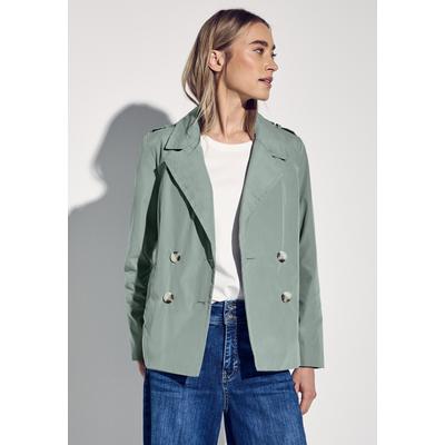 Kurzjacke STREET ONE, Damen, Gr. 34, grün (mint grün), Stoff, Obermaterial: 62% Polyester, 38% Baumwolle; Futter: 100% Polyester, unifarben, casual, gerade normal, V-Ausschnitt, Langarm Bündchen, Jacken, mit Reverskragen Image