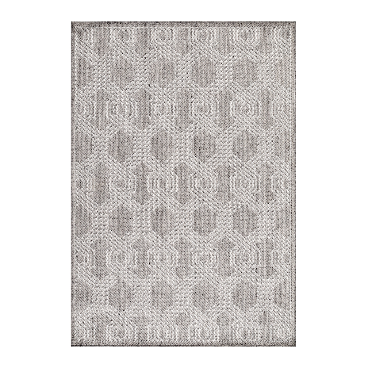 Teppich Outdoor Geometrisch Wetterfest Waschbar Strapazierfähig Balkon Terrasse Küche OEKO-TEX Grau 120x170 cm – ORLA von Kadima Design Image