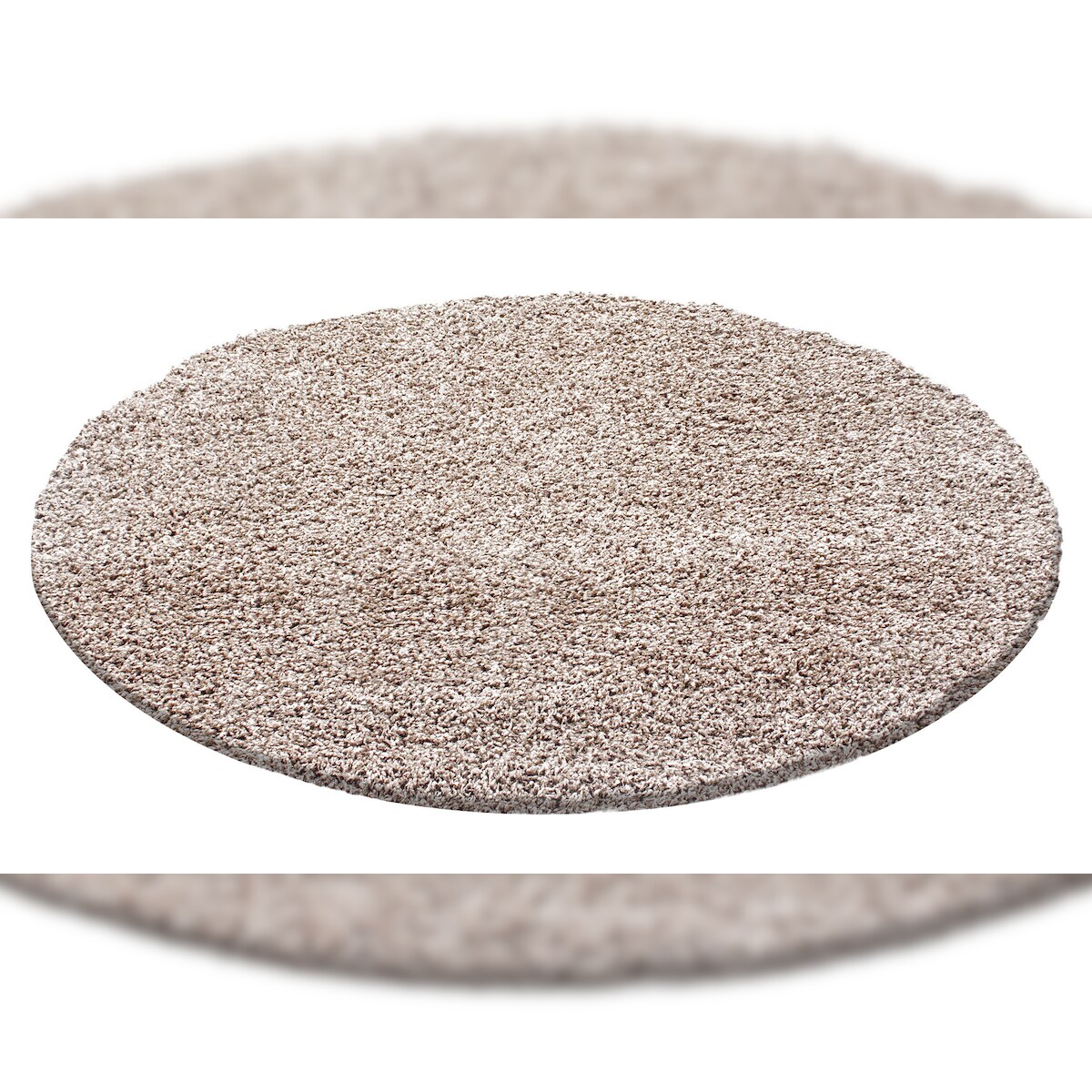 Teppich Hochflor Unifarben Polypropylen Wohnzimmer Shaggy Beige Rund 120x120 | Kadima Design Image