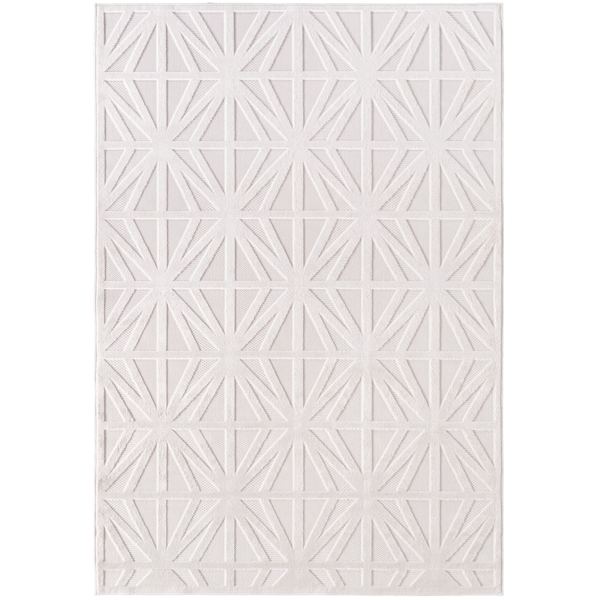 Teppich In-/Outdoor Kurzflor 3D-Stufenmuster Polypropylen Terrasse Creme Rechteckig 240x340 | Kadima Design Image