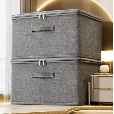 Grey Clothing Storage Box With Dust Cover Large Capacity Storage Drawer Wardrobe Clothes Storage Box Clothes Dividers