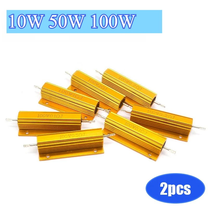2PCS Last Widerstand Aluminium Power Widerstand 10W 50W 100W Metall Shell Fall Draht Widerstand 0,1 ~ 10KOhm 4ohm 6ohm 8ohm Widerstand Image