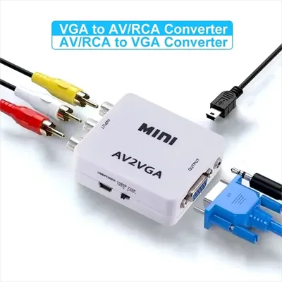 VGA To AV Converter RCA AV To VGA Converter AV Adapter with 3.5mm Audio Cable for TV Box PC Computer 1080P CVBS To VGA Converter