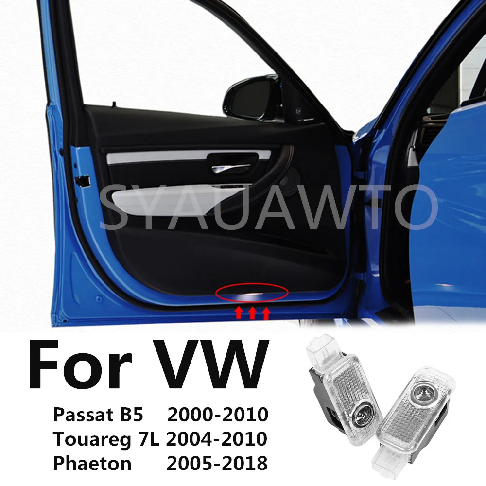 2PCS Für VOLKSWAGEN VW Touareg 7L Passat B5 B5.5 Phaeton Ghost Shadow LED Auto Logo Projektor Tür Willkommen licht Auto Zubehör Image