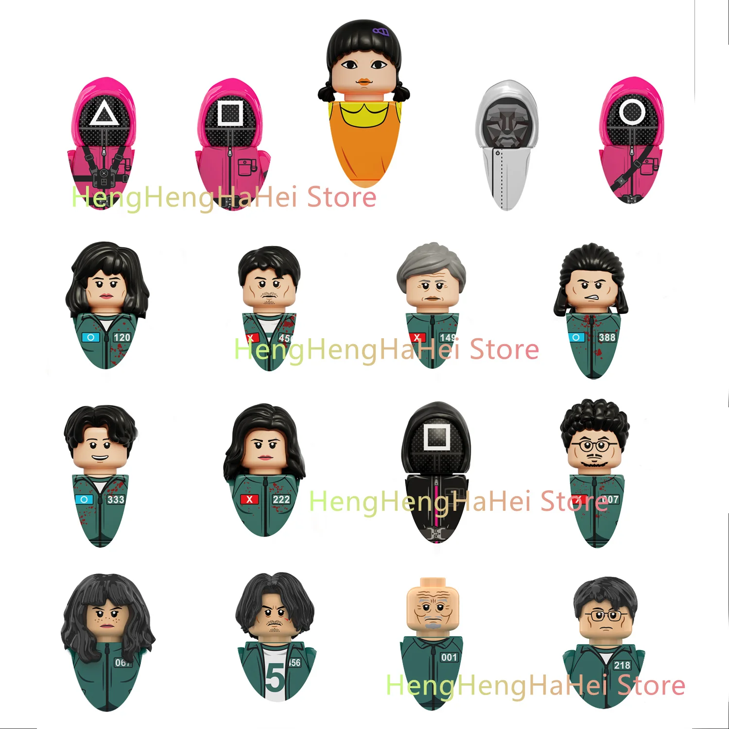 17 stücke Neue Tintenfisch Game3 Anime Cartoon TV Ziegel Spielzeug Puppen Bausteine Montieren Spielzeug Modell Kinder Weihnachten Geschenke Image