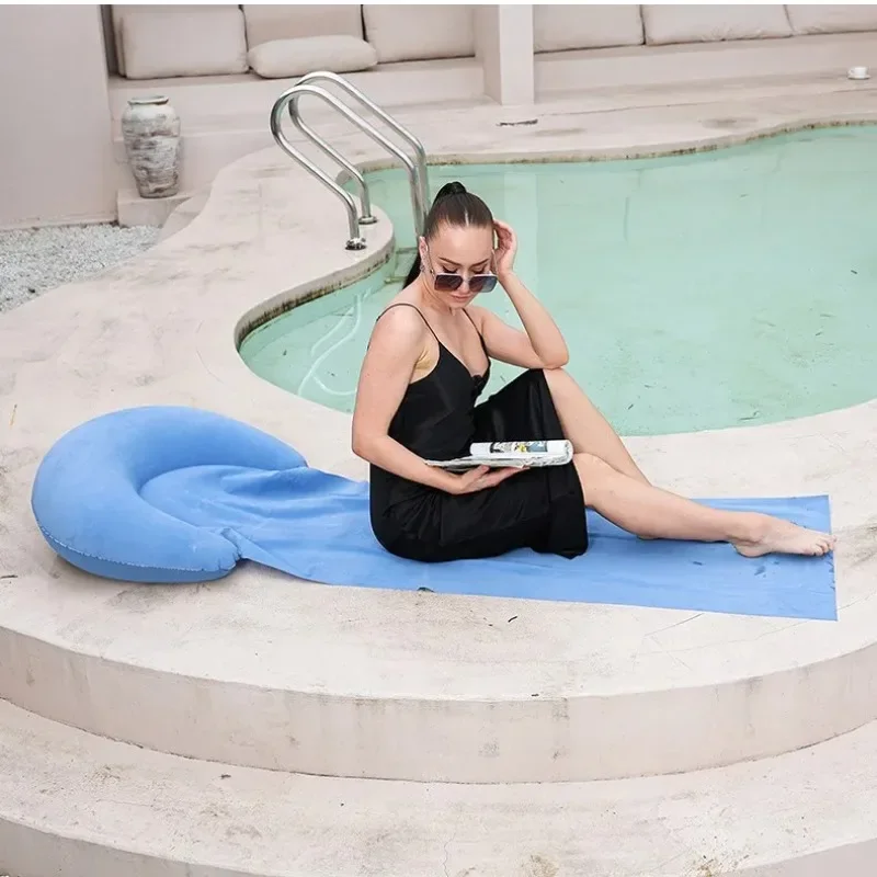 Dicke aufblasbare Strandmatte – tragbare faltbare Isomatte für Camping, Wandern, Reisen, Outdoor-Einsatz, einzelne aufblasbare Matratze Image