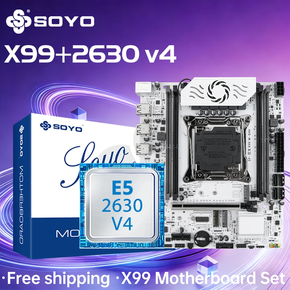 SOYO X99 Motherboard LGA 2011-3 Set Kit Xeon E5 2630 V4 CPU DDR4 REG ECC RAM Speicher M.2 NAME Für Computer-Mainboard Image