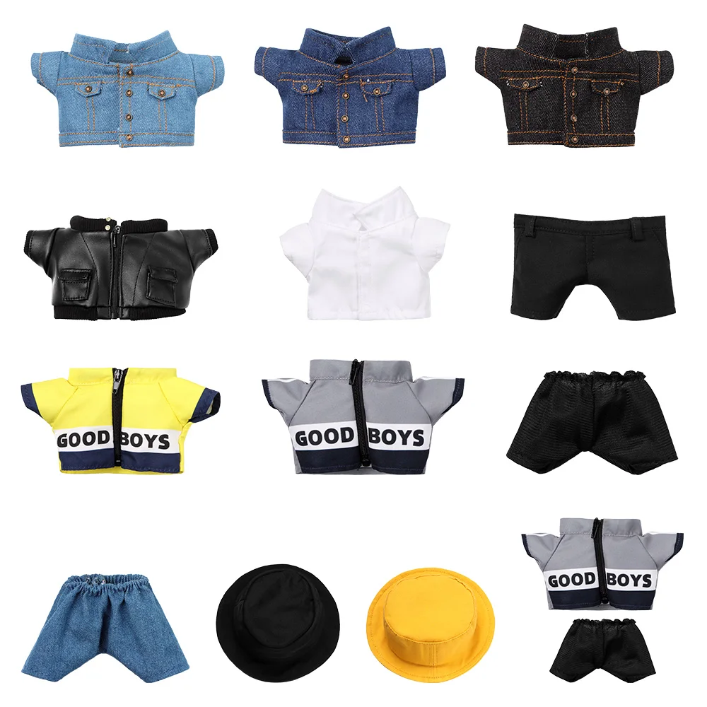 20cm Puppe Kleidung Miniatur Hut Puppe Jeans Shorts Outfits Overalls hand gefertigte Jacke Hosen für 1/12 bjd Puppen Zubehör Kinder Spielzeug Image