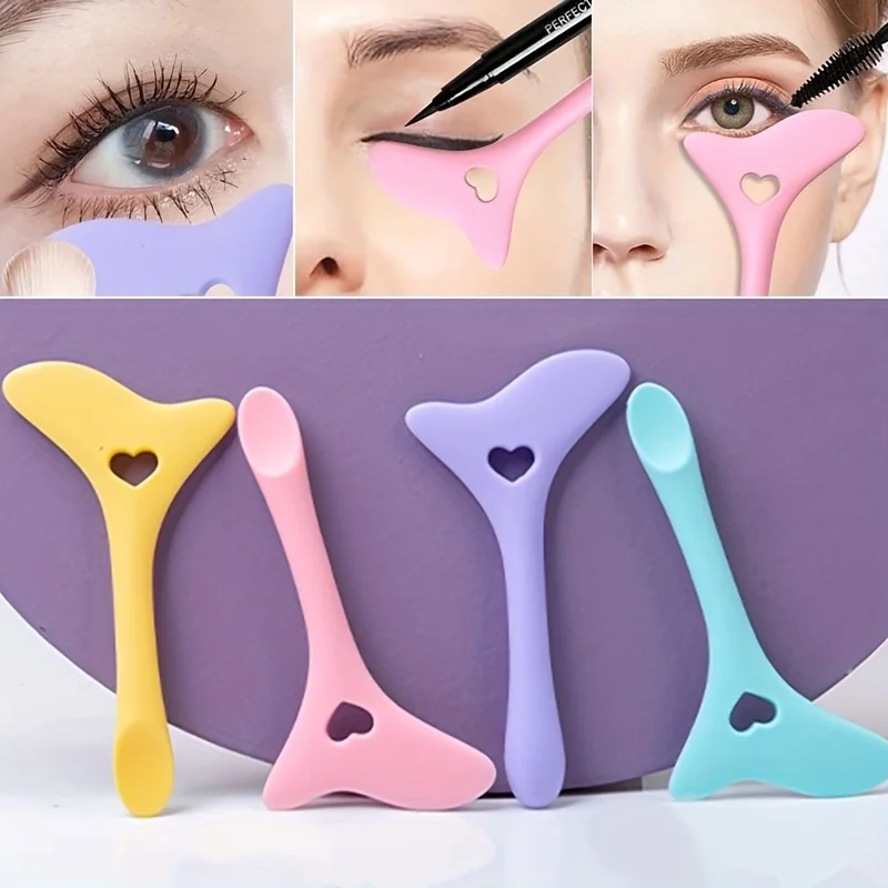 4 Stück wiederverwendbarer Silikon-Eyeliner und Mascara-Schutz – Mehrzweck-Make-up-Werkzeug, einfach zu bedienen Image