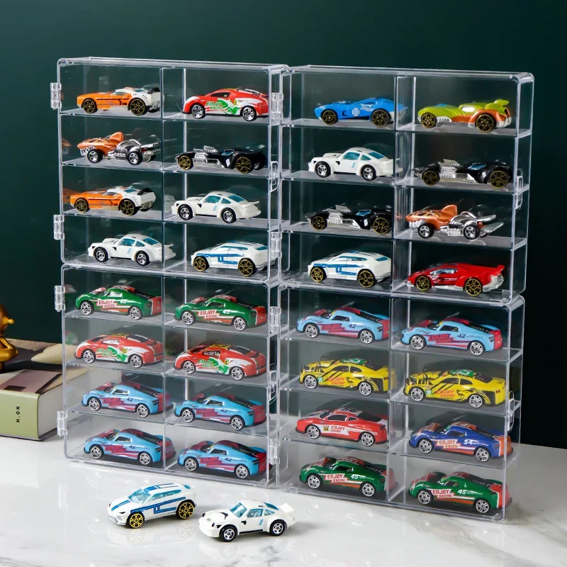 Acryl Auto Display Box 1:64 Für Hot Wheels Auto Modell Spielzeug 8 Grid Schrank Rack Staubdicht Stapelbar Auto Lagerung Boxen transparent Image