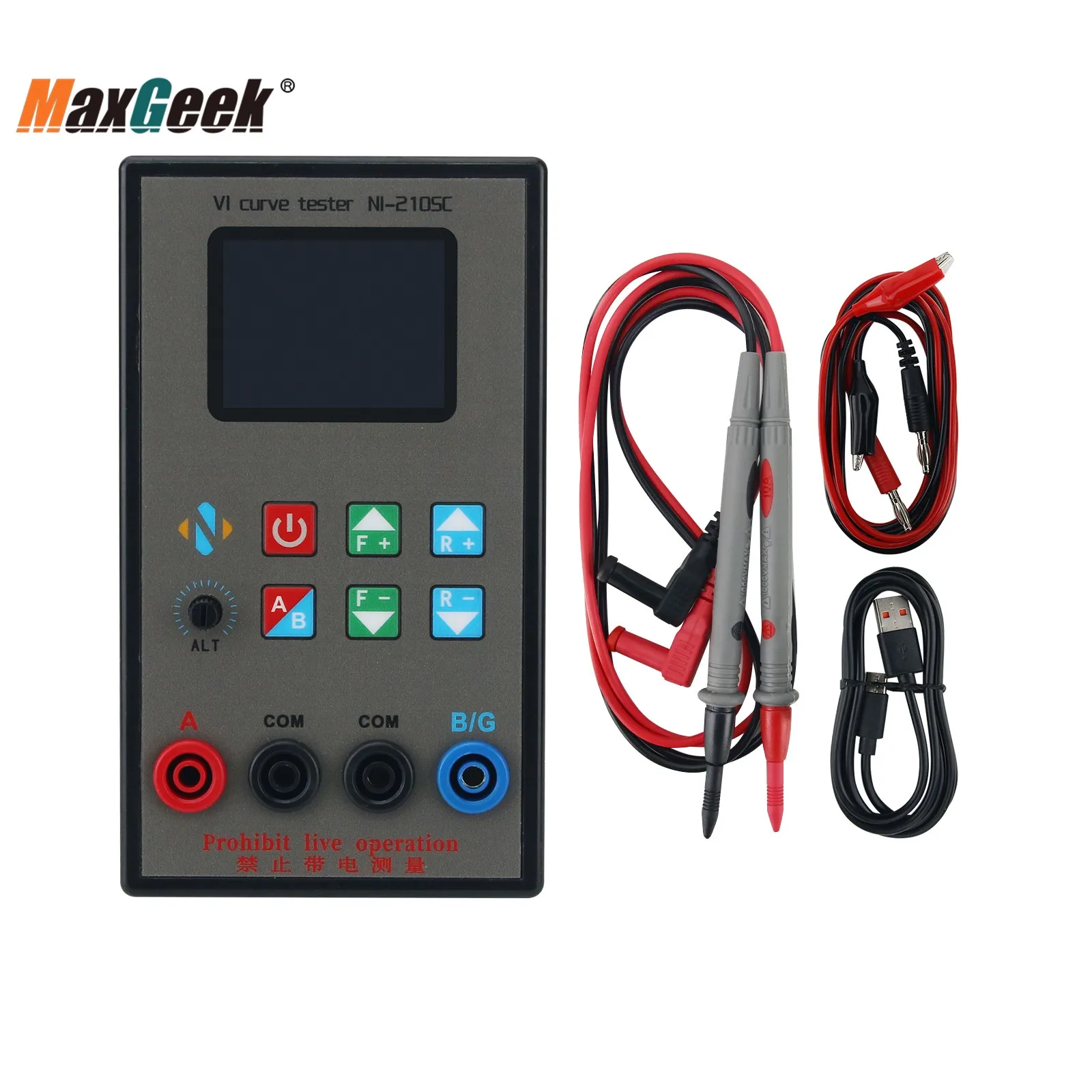 Maxgeek NI-210SC Portable Dual Channel VI Curve Tester 18 Levels Frequencies Adjustable with 2.0-inch TFT Screen