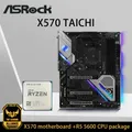 Kit set scheda madre ASRock X570 con CPU Ryzen 5 5600 X570 TAICHI scheda madre 4xDDR4 M.2 NVME HDMI RGB USB ATX AM4 scheda madre