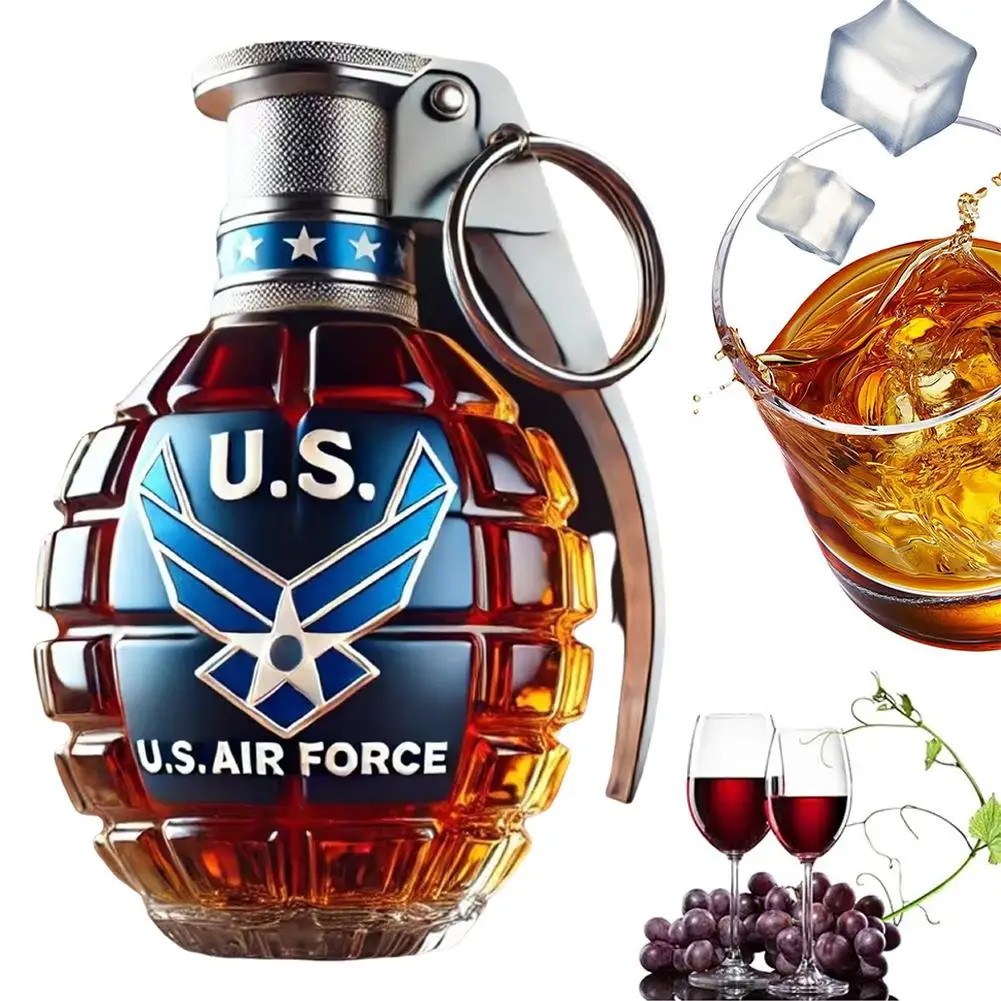Militärische Hand-Whisky-Flasche, Granate, gravierte Likörflasche, versiegelte Whiskyglas-Aufbewahrung, einzigartiges Geschenk für Männer, Bar, Büro, Zuhause Image