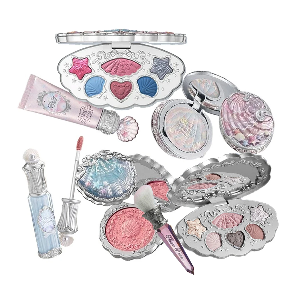 Flower Knows Shell Jewel Collection Professionelles Make-up-Geschenkset Lidschatten Rouge Lippenglasur Setting Powder Correcting Primer Kit Image
