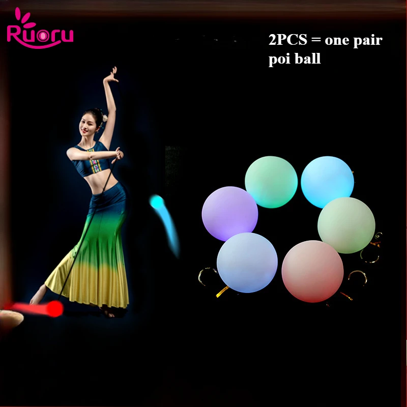 Ruoru 2PCS = 1 Paar LED POI Ball Leuchtende Bauchtanz Werfen Ball Yoga Übung Requisiten Bühne Leistung Zubehör RGB Bälle Image