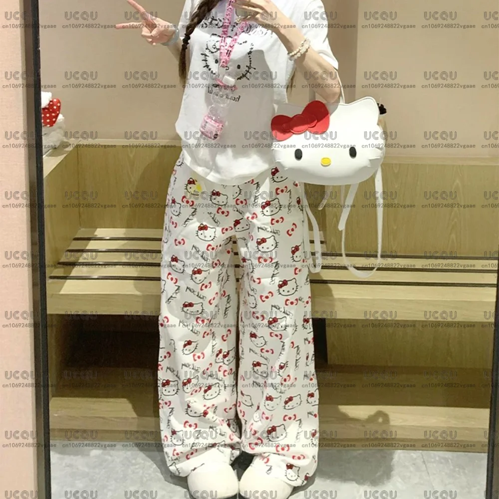 Mädchen Hello Kitty Casual Erwachsene Mode Y2k Hosen Hosen Disney Frauen Pyjama Lose Hosen Geschenke Cozy Home Casual Hosen Geschenk