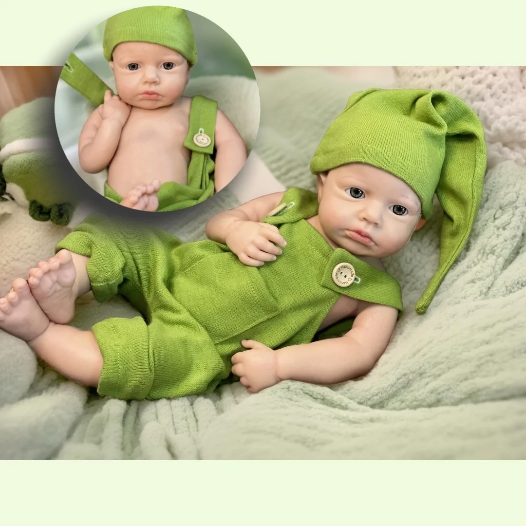 Waschbare 18 Zoll LouLou bebe wiedergeboren de silicona Junge Puppe mit bemaltem Glatze Soft Touch handgemachte lebensechte Corpo De Silikonpuppe
