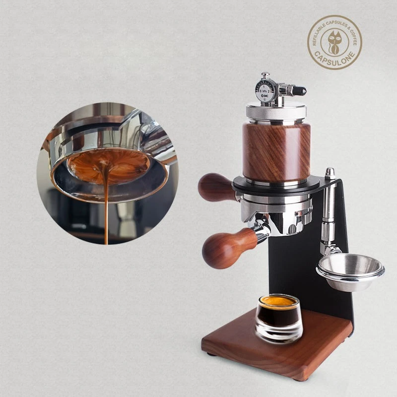 CAPSULONE Tragbare elektrische USB-Espressomaschine aus Edelstahl, manuelle Kaffeemaschine mit 58-mm-Korb für den Heimgebrauch im Freien