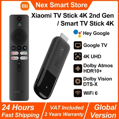 Xiaomi TV Stick 4K 2. Generation / Smart TV Stick 4K, tragbare Streaming-Medien, Netflix WiFi 6 Google Assistant, Smart TV Dongle BT5.2