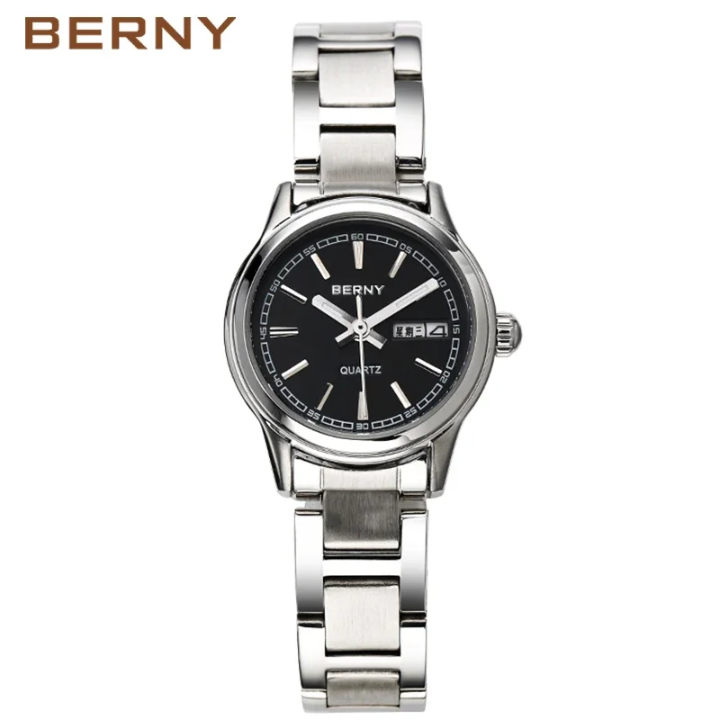 BERNY Orologio da donna di lusso con movimento giapponese, orologio da polso al quarzo da donna alla moda, orologio da polso automatico con bracciale, impermeabile 3ATM