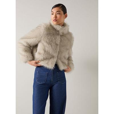 Noah Ivory Faux Fur Polyester Cropped Jacket, Ivory
