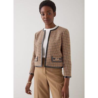 Zisou Brown Check Print Mini Check Jacket, Brown