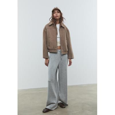 Stradivarius Soft-touch bomber jacket camel M