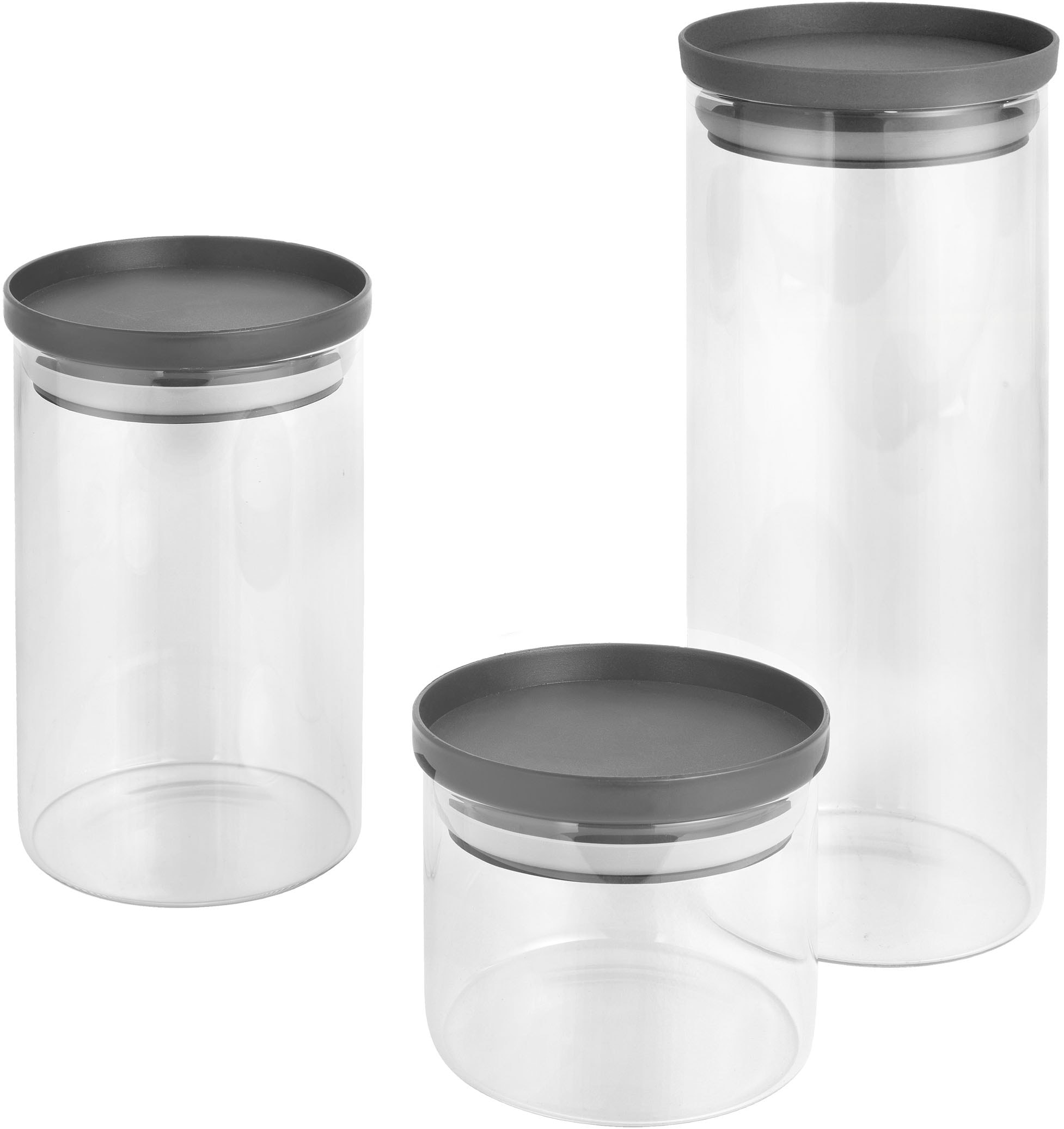 Vorratsglas METALTEX "Aroma Line, Lebensmittelaufbewahrungsbehälter", transparent, Lebensmittelaufbewahrungsbehälter, in drei Größen 450 ml, 1000 ml und 1500 ml Image