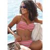 Bügel-Bandeau-Bikini LASCANA, Damen, Gr. 38, Cup C, orange (orange gestreift), Polyamid, gestreift, strukturiert, Glanzfaden, Bikini-Sets, mit goldfarbenen Glitzerstreifen