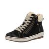 Winterboots REMONTE, Damen, Gr. 45, schwarz (schwarz, beige), Leder, Textil, Fellimitat, sportlich, Schuhe, Schnürboots, Stiefelette, Casual-Boots mit Tex-Ausstattung