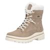 Winterboots REMONTE "FIBER-GRIP", Damen, Gr. 45, camelfarben, offwite, Nubukleder, Lederimitat, Textil, casual, Schuhe, Schnürstiefelette, Profilsohle, mit Schurwollfutter und TEX
