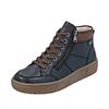 Plateausneaker REMONTE, Damen, Gr. 43, bunt (dunkelblau, braun), Leder, Lederimitat, unifarben mit Farbeinsatz, casual, Schuhe, Winterstiefelette, Casual Boots mit wasserabweisender TEX-Membran