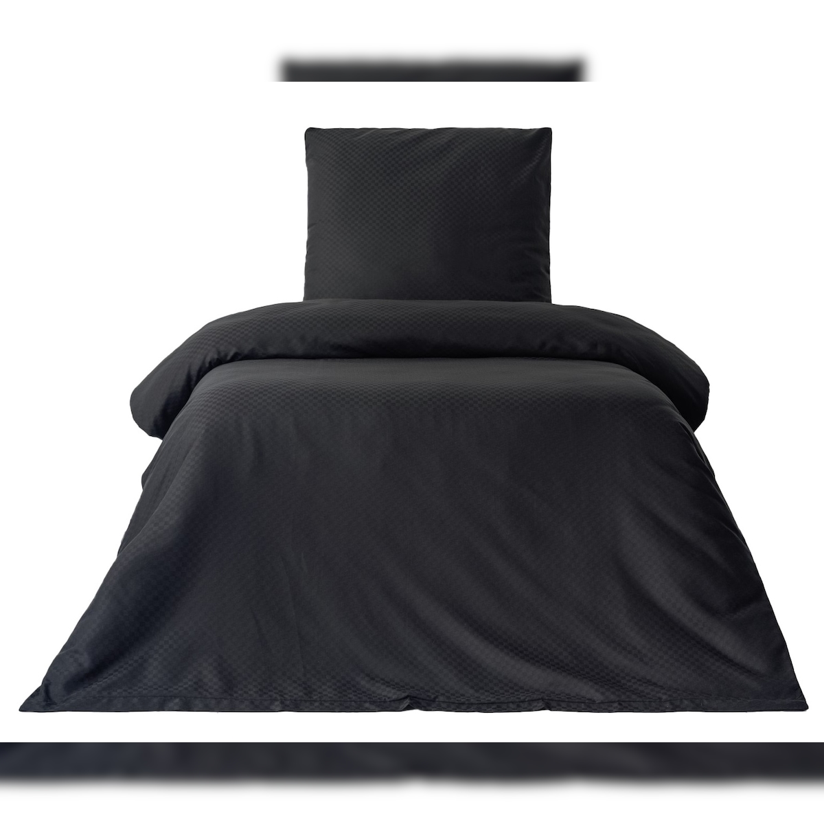 Leonado Vicenti Bettwäsche 135x200 cm Baumwolle Set Renforce Schwarz Kariert weich Kissenbezug 80x80 cm mit Reißverschluss alle Jahreszeiten Image