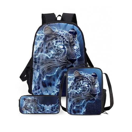 Zaino 3D con stampa tigre di fuoco per ragazzi, borsa scolastica capiente con stampa animalier per scuola media, scuola superiore, viaggi e uso quotidiano.
