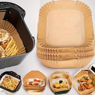 200pcs Air Fryer Disposable Paper Liner, Food-Grade Oil-Absorbing Baking Paper Bowls for Home Cooking, Non-Stick Silicone Coated Liners