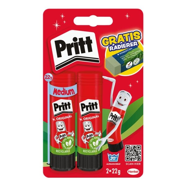 Pritt 2er-Pack Klebestift »Original« + Radiergummi Image