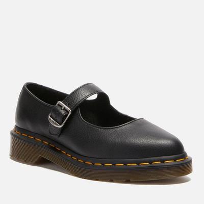 Elphie Leather Mary Jane Shoes - Black - Dr. Martens Flats