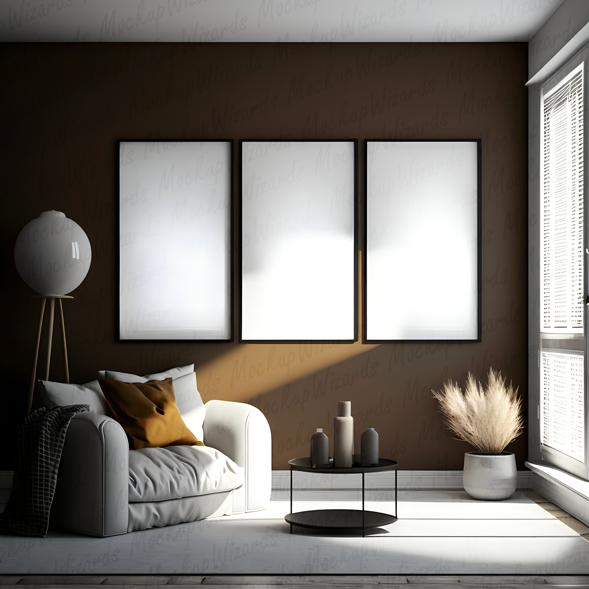 Mockup a 3 cornici, cornice Mockup, Mockup Boho, Mockup cornice, Mockup cornice in legno, Mockup arte da parete, Mockup poster, Mockup in stile, Mocku