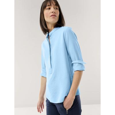 Walbusch Damen Easy Care Crincle Bluse Blau Image
