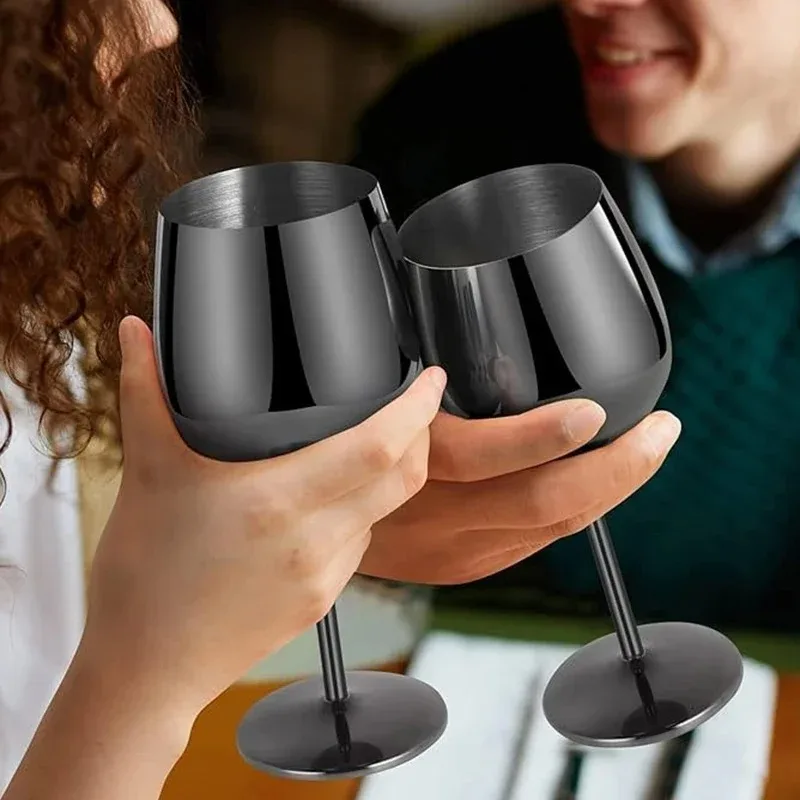 Verre à vin en acier inoxydable de 500ml, couleur or Rose 304, argent, tasse en métal Durable pour vin rouge, Champagne, Bar, fête