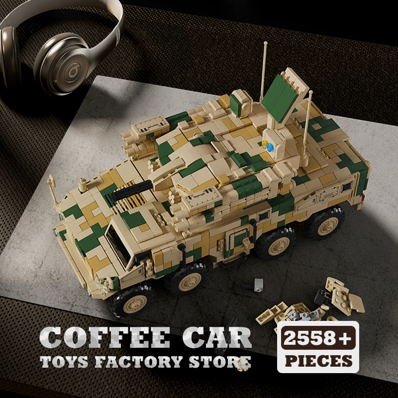 Militär-Schwerpanzer-Bausteine Armee 625E Flugabwehrfahrzeug-Modell Gepanzerter Panzer MOC Blöcke Puzzle-Spielzeug Erwachsenen-DIY-Geschenke Image