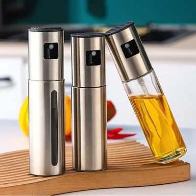 100ml Oil Spray Bottle Stainless Steel Multi-Purpose Olive Oil Sprayer Leak-Proof Adjustable Oil Control