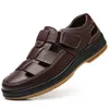 Männer Sandalen Atmungsaktive Sommer Leder Schuhe Mann Perforierte Schuhe Anti Slip Weiche Sohle Business Freizeit Sandalen Große Größe 38-48