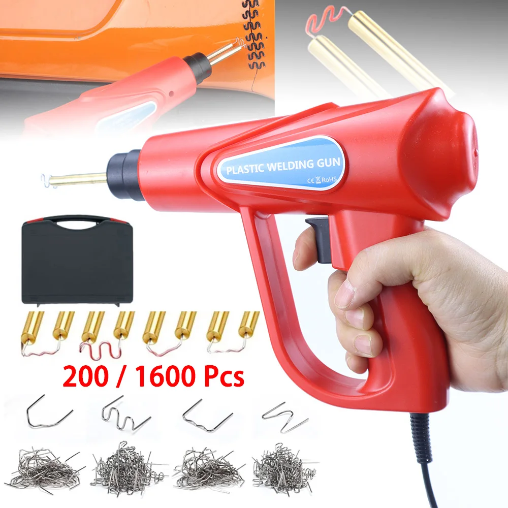 70 W Kunststoffschweißgerät, 1600–200 Stück Heftklammern, unverzichtbar für Heimwerker, Auto-Stoßstangen-Reparaturwerkzeuge, Kunststoff-Reparaturset, tragbarer Werkzeugkasten Image