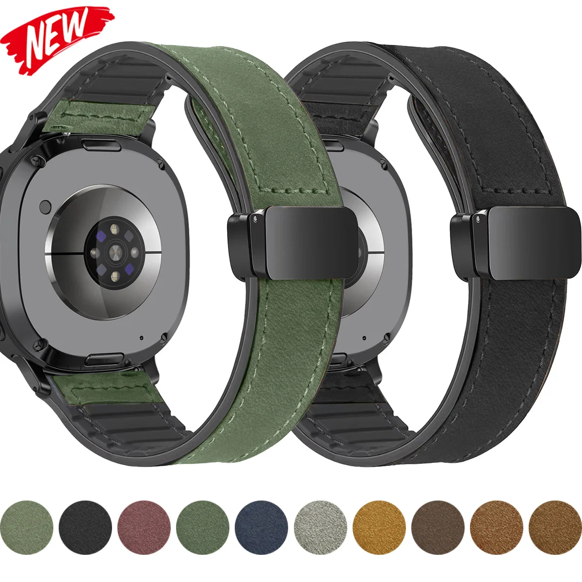 Lederarmband für Samsung Galaxy Watch 8/8 klassisches Magnetarmband Silikonarmband für Galaxy Ultra 2025/7ultra Quick Fit Correa Image