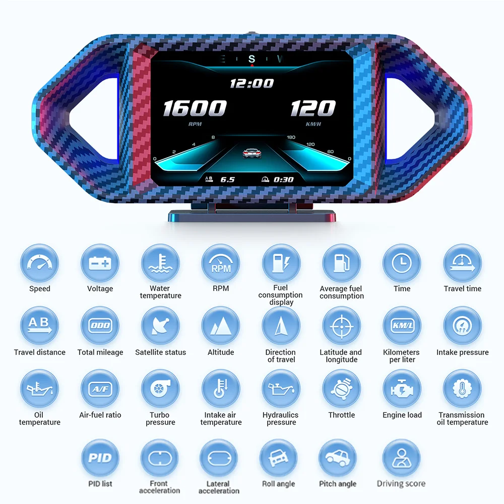 P26 GPS OBD Head Up Display Multi-funktion Smart Digital Auto Gauge Mit Geschwindigkeit Tachometer Kraftstoff Verbrauch Wasser Temp spannung Image