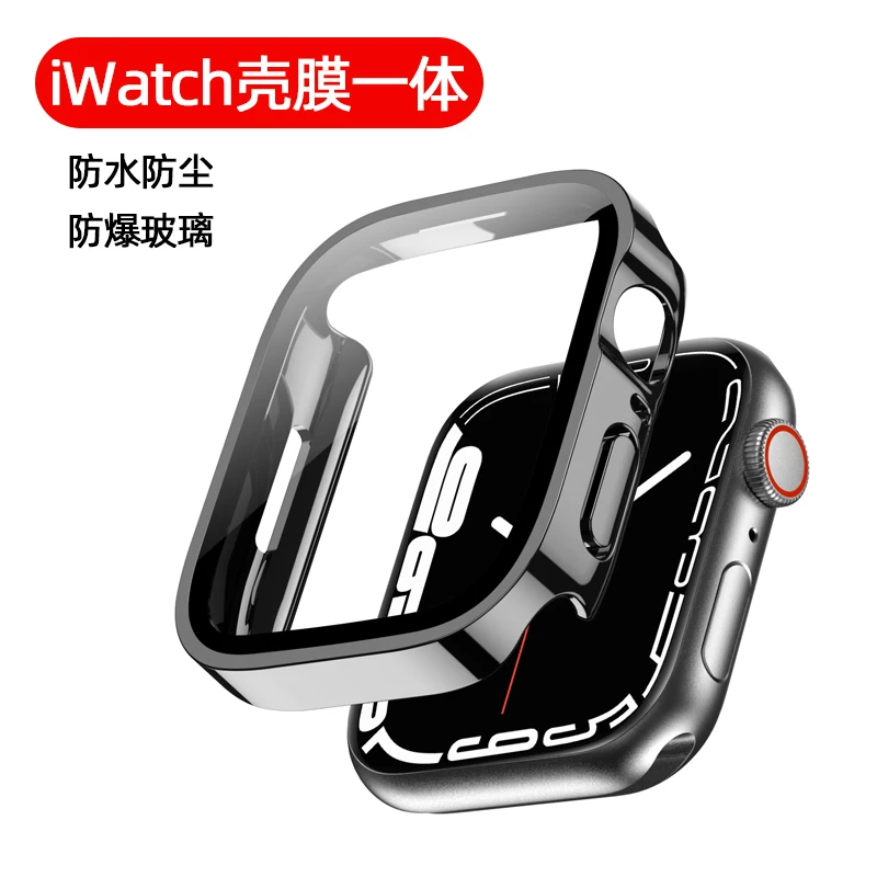 2PCS wasserdichte Hülle für Apple Watch 7 8 9 SE 45mm 44mm-40-41mm Bumper Displayschutzfolie 2 PACK Randabdeckung iWatch 5 6 Zubehör Image