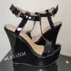 ZHIMA Frauen Pumpen Plattform Keile Sandalen High Heels Ankle Strap Schuhe Frau Pumpen Glänzende Schuhe Frau Große Größe 39 41 46 47