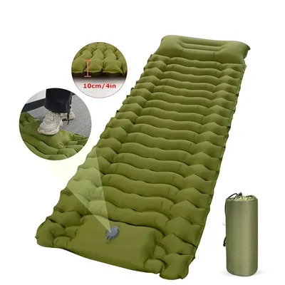 Outdoor Thicken Camping Mattress Ultralight Inflatable Sleeping Pad with Built-in Pillow & Pump Air Mat for Hiking Backpacking